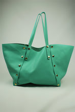 Charger l'image dans la galerie, SAC CABAS GEORGES CUIR LISSE VERT