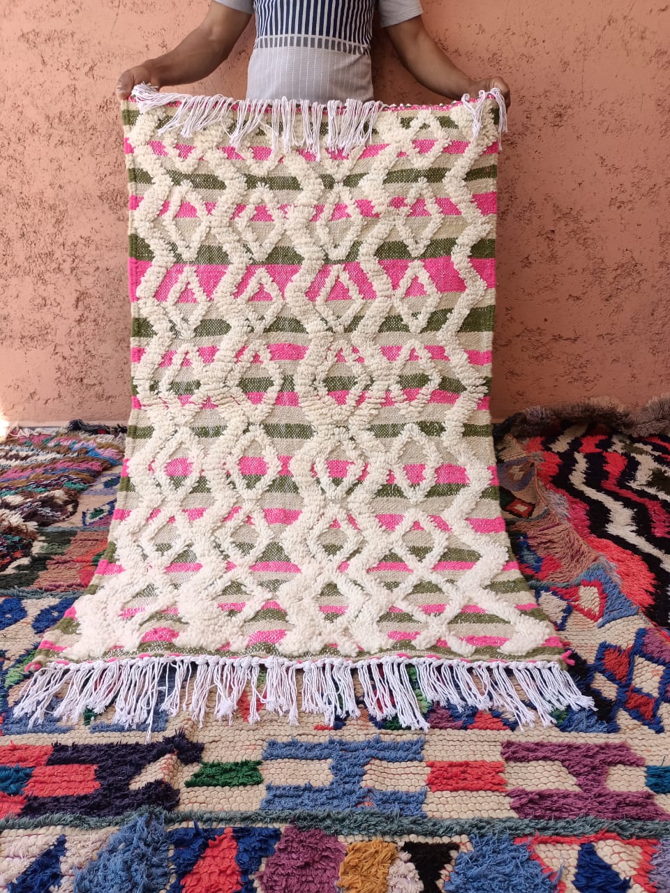 Tapis Béni Ouarain Neuf tissé sur  un Kilim Neuf Hip 1