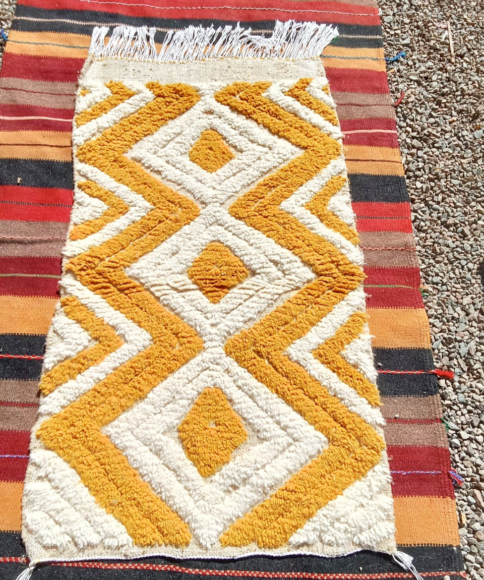 Tapis Béni Ouarain Neuf tissé sur un Kilim Neuf Gift 4