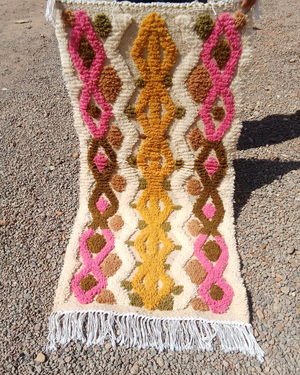 Tapis Béni Ouarain Neuf tissé sur un Kilim Neuf Gift 1