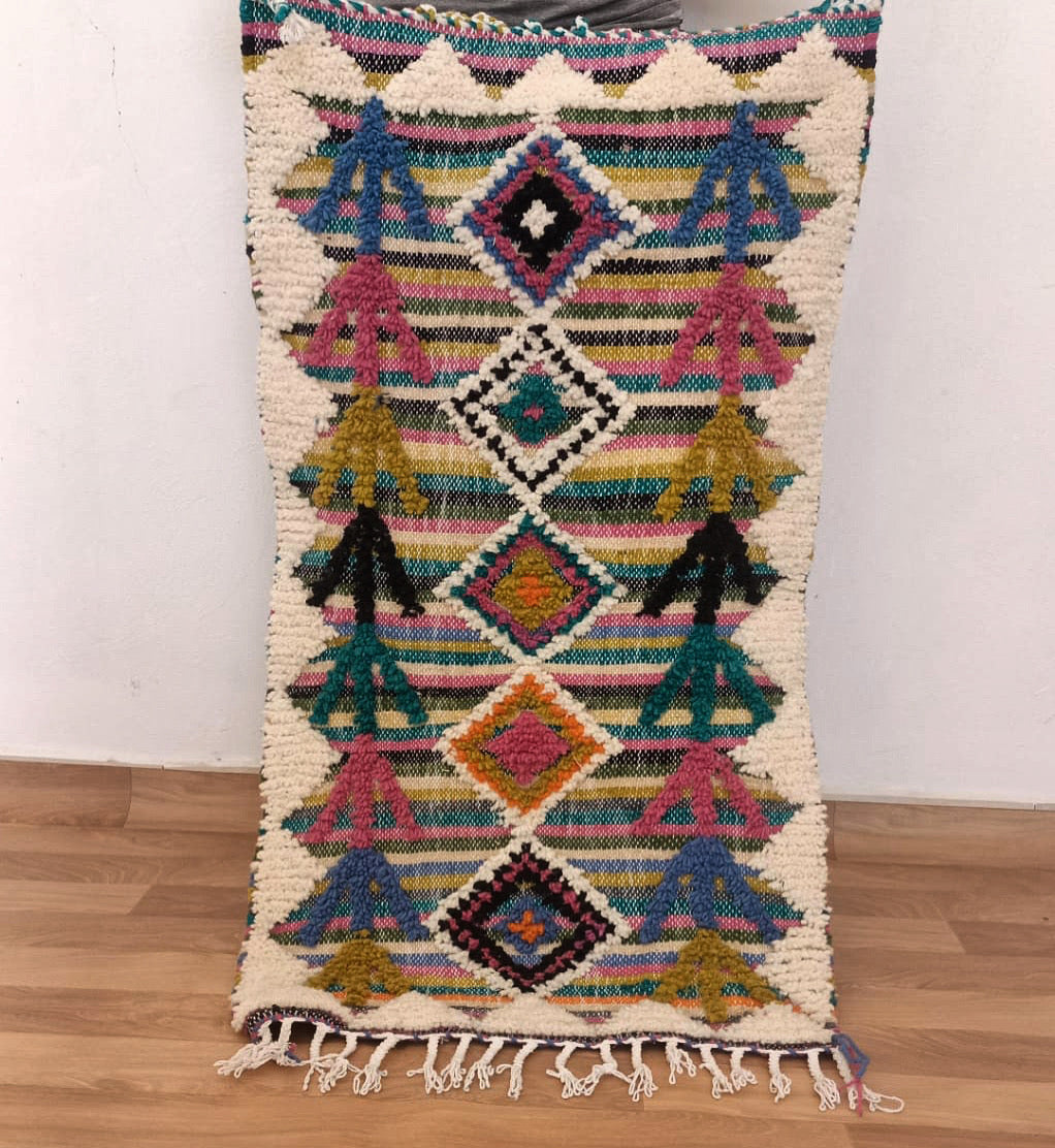 Tapis Boucherouite Neuf tissé et brodé  sur un Kilim Neuf Du Love 5