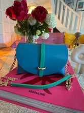Charger l&#39;image dans la galerie, Sac Bee By Sandra Tout en Cuir Bleu et Vert
