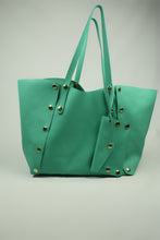Charger l'image dans la galerie, SAC CABAS GEORGES CUIR LISSE VERT
