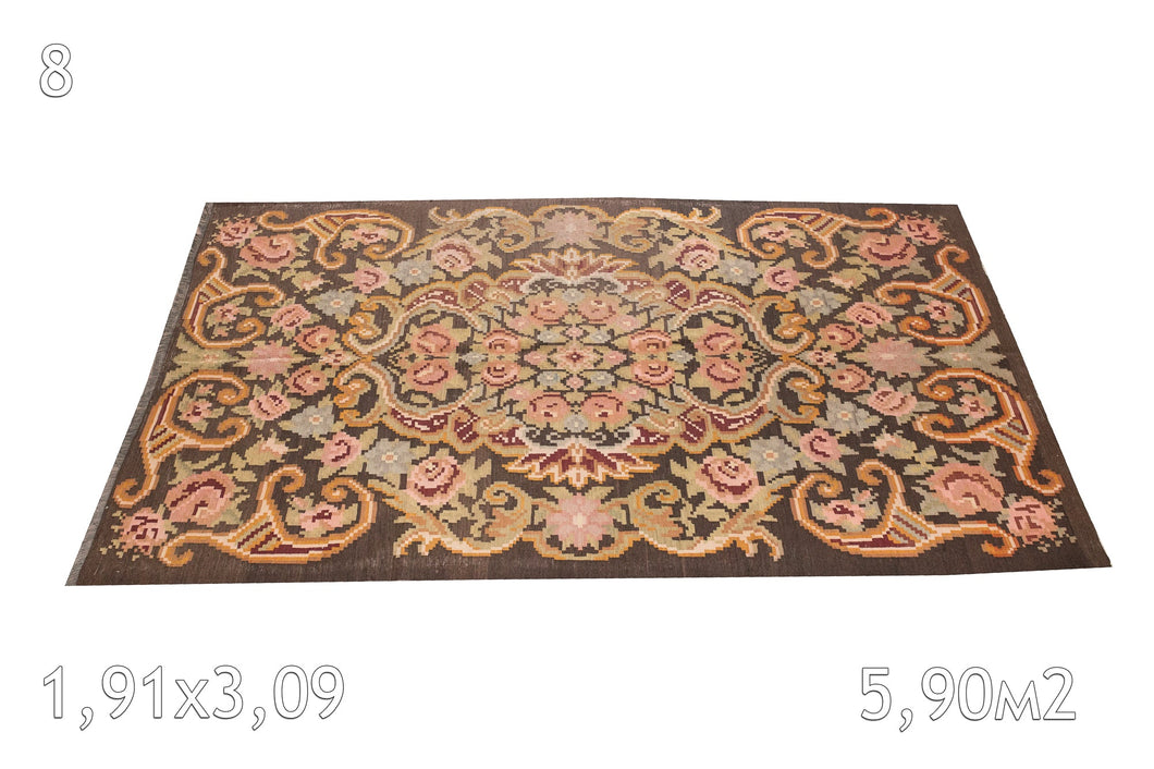 Tapis kilim Bessarabie Tissé en Laine Ancien Motif Floral