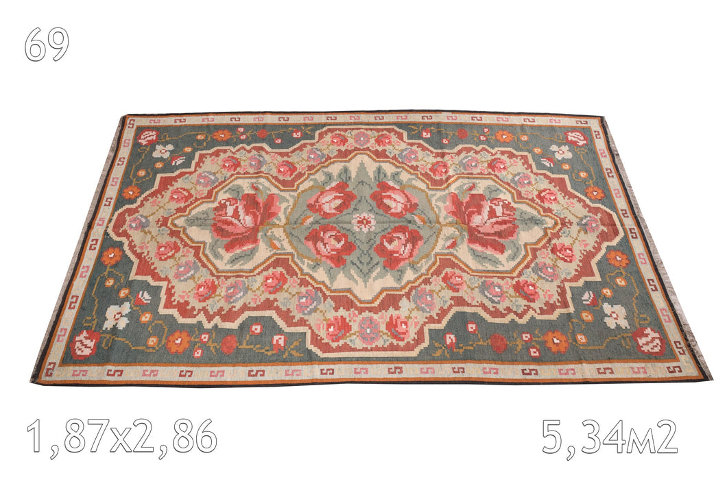 Tapis Bessarabie Laine Vintage Fleurs