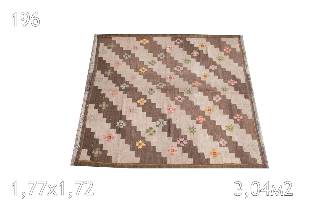 Kilim Moldavie Tissé en Laine Ancien Fleurs