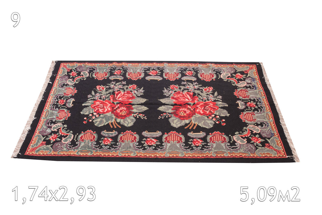 Tapis Moldave Laine Ancien Fleurs