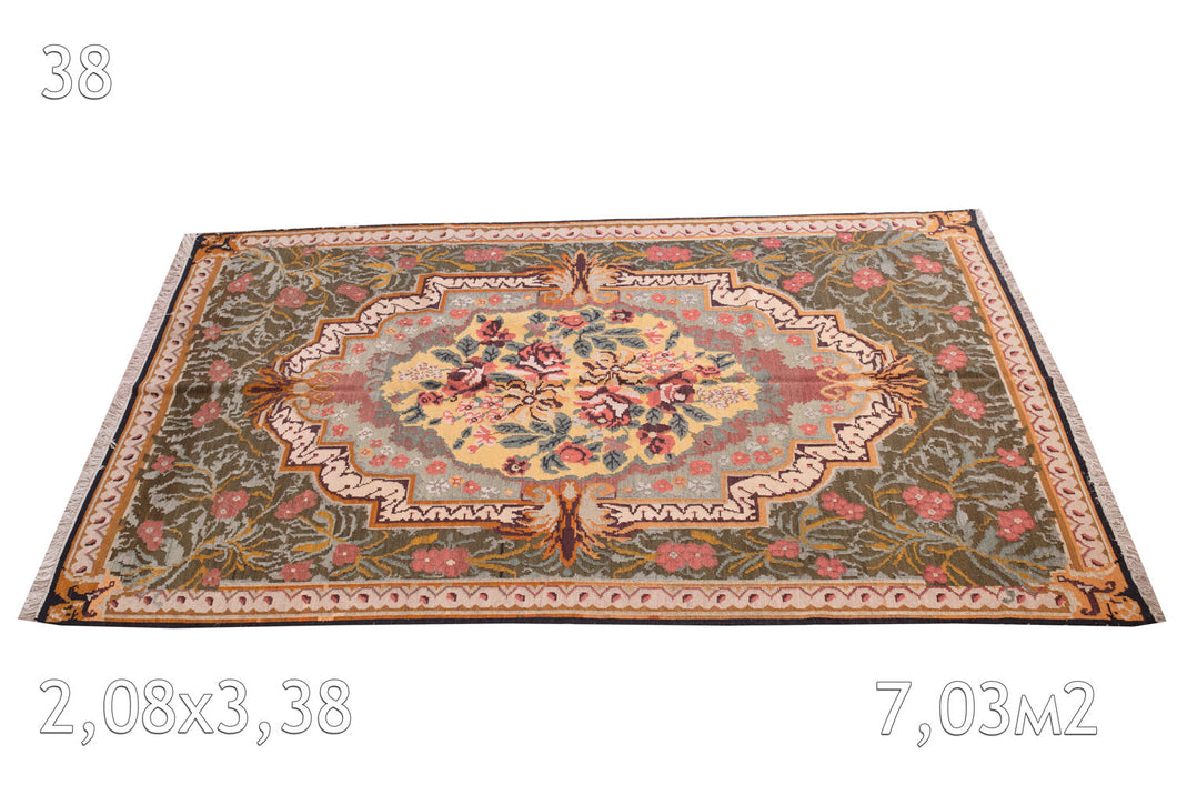 Kilim Bessarabie Tissé en Laine Ancien Motif Floral