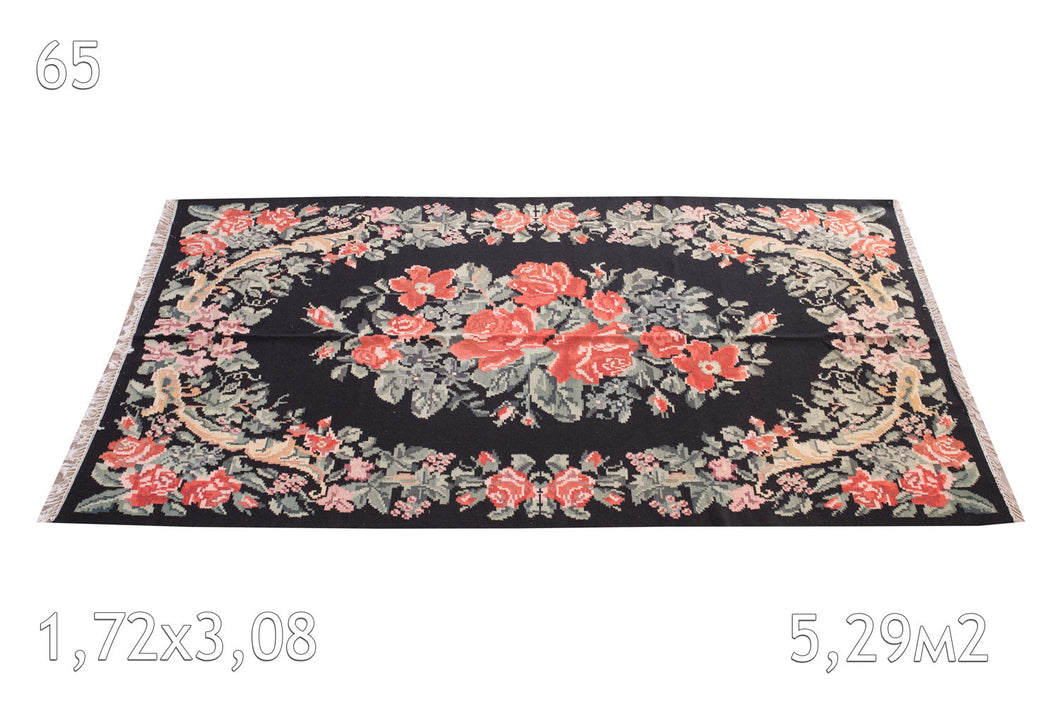 Tapis kilim Moldave Laine Ancien Motif Floral