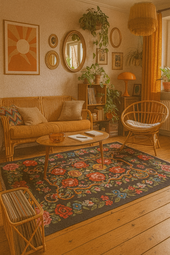 Tapis moldave dans décor années 70