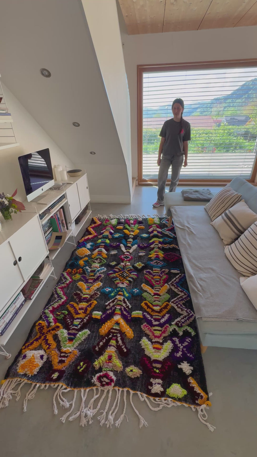 Tapis Béni Ouarain Neuf Tissé sur un Kilim Neuf Simone 2