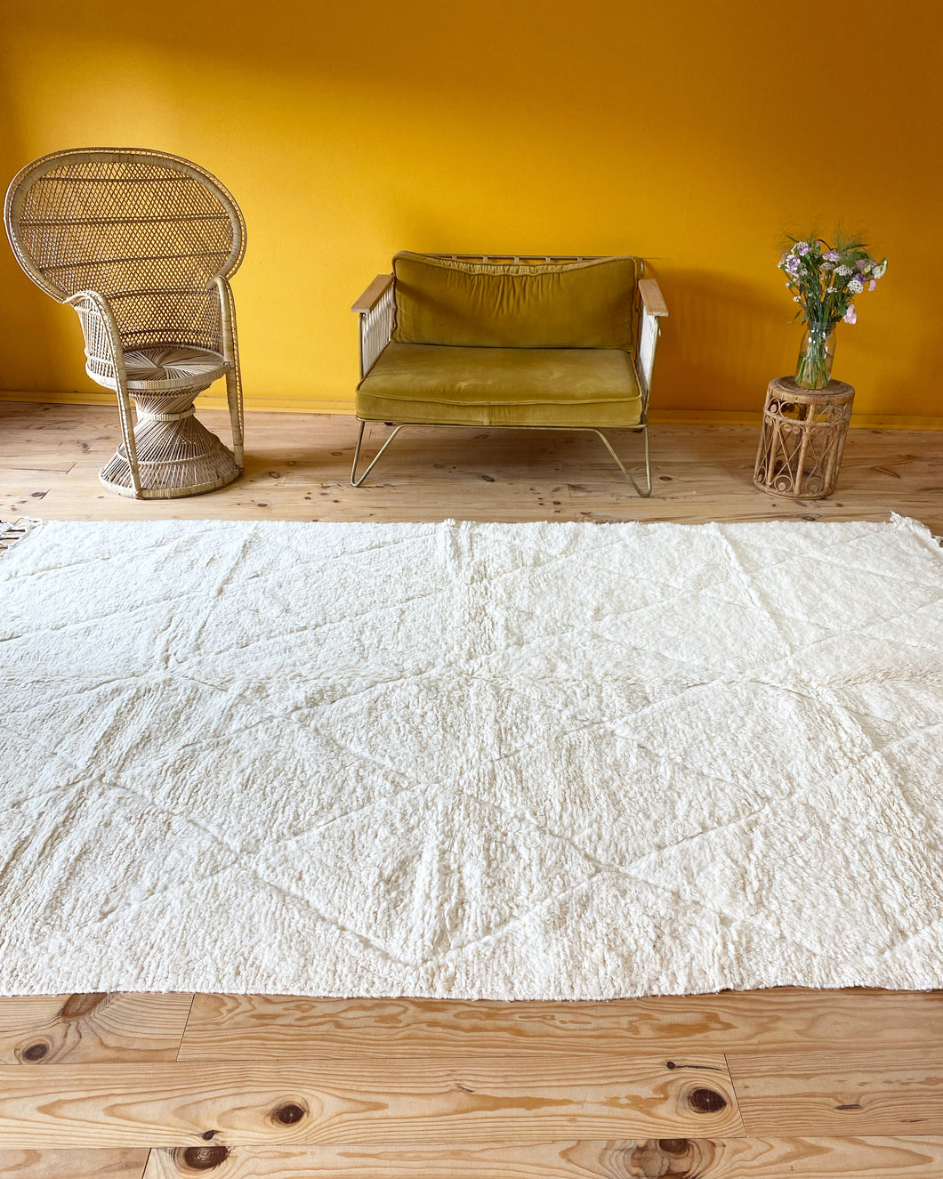 Tapis Berbère de l'Atlas marocain laine blanc