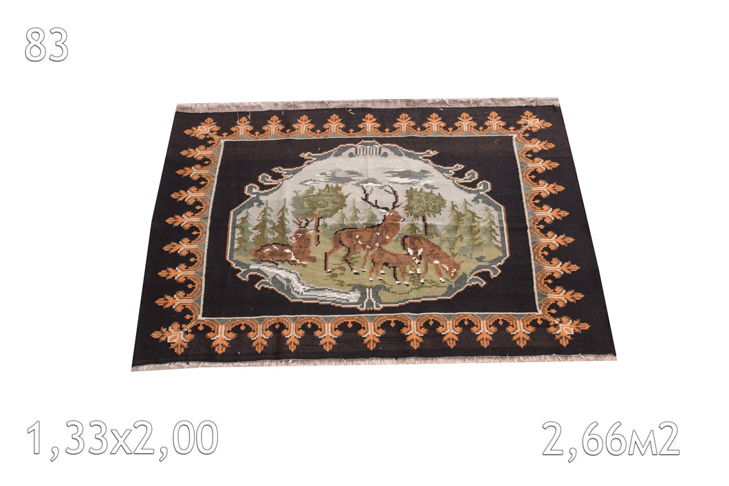 Kilim De Moldavie Laine Bouillie Vintage Fleurs